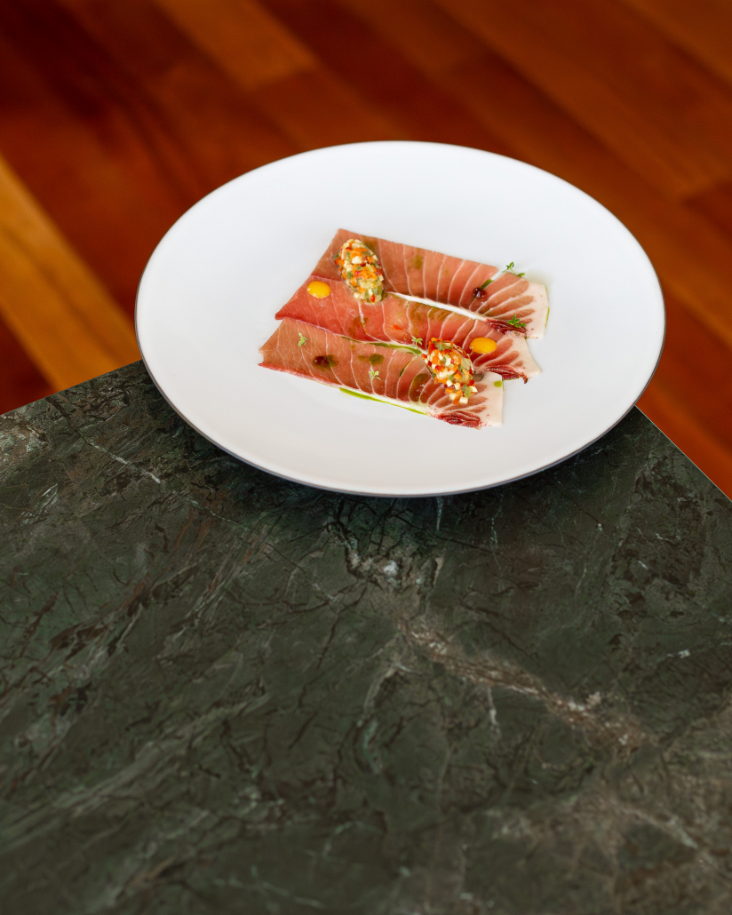 Artistic photography tuna menu